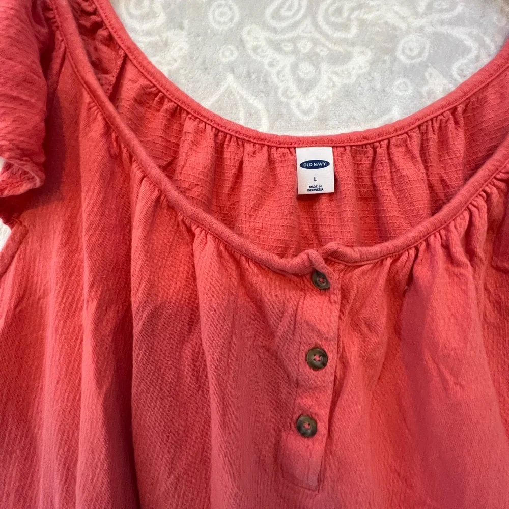 💗👚BEAUTIFUL DESIGNER TOP SHIRT BLOUSE👚💗WOMEN SIZE L COLOR CORAL OLD NAVY 336